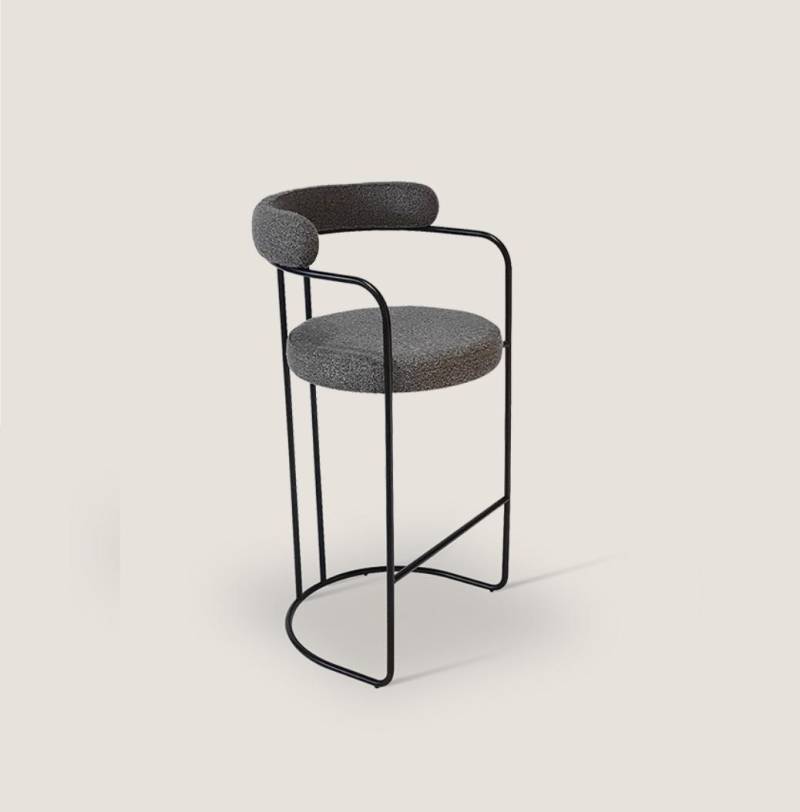 Grauer Luxus Edelstahl Barhocker Designer Bar Möbel Stuhl Hocker Gestell von JV Möbel