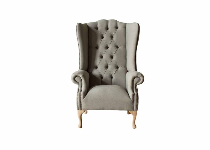 Grauer Ohrensessel Sessel Design Polster Chesterfield Textil Wohnzimmer von JV Möbel