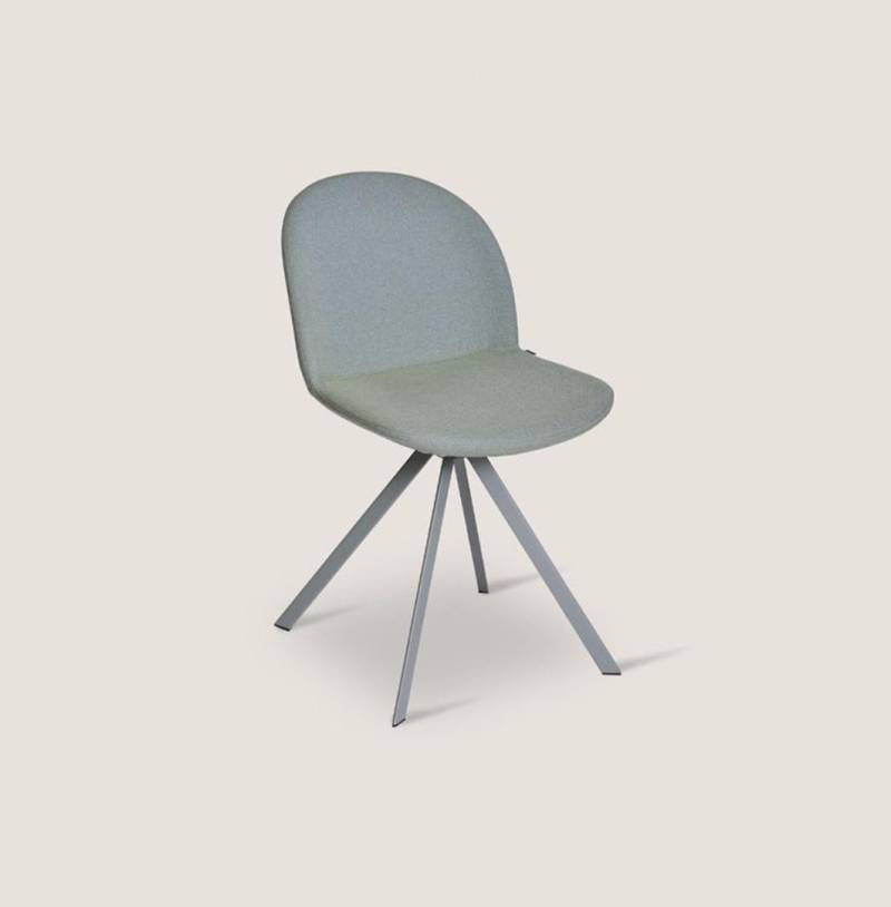 Grauer Polster Eszimmerstuhl Designer Einsitzer mit Edelstahlfüßen Neu von JV Möbel