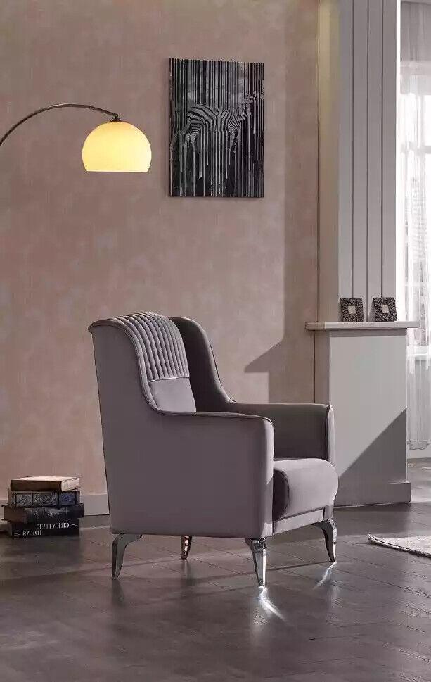 Grauer Sessel Polstersessel Lehnstuhl Relaxsessel Ruhesessel Sitzmöbel von JV Möbel