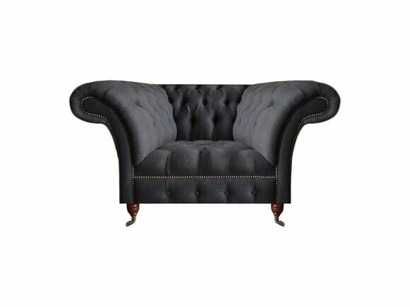 Grauer Textilsessel Wohnzimmer Sitzmöbel Moderner Chesterfield Sessel von JV Moebel