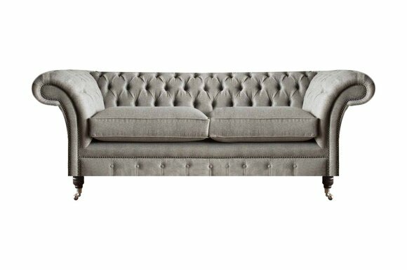 Graues Chesterfield Sofa Wohnzimmer Designer Textilcouchen Edle Möbel von JV Moebel