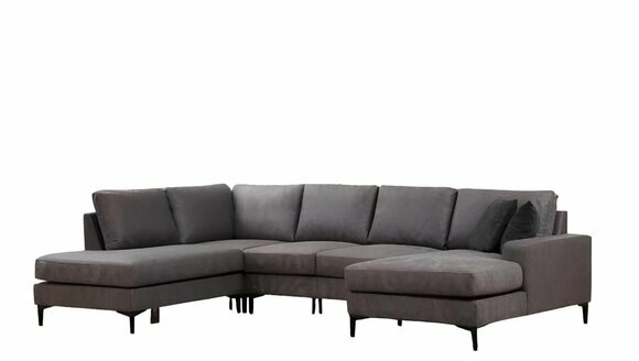 Graues Designer Sofa Moderne Wohnzimmer Stoffcouch Designer U-Form Möbel von JV Moebel