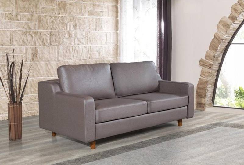 Graues Ledersofa Designer 3-Sitzer Wohnzimmer Couchen Polster Möbel von JV Möbel