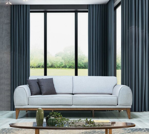 Graues Luxus Sofa Designer 3-er Couch Wohnzimmer 3-Sitzer Ledersofas von JV Möbel
