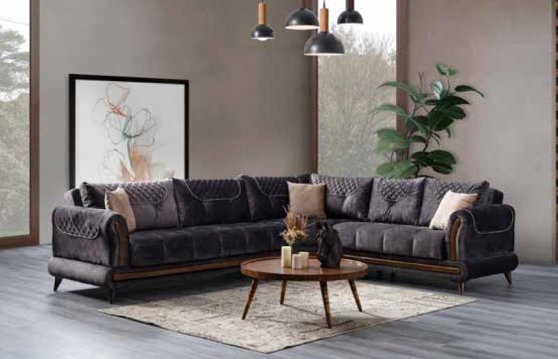 Graues modernes Sofa Ecksofa Textilmöbel bequemes Sofa L-Form neu von JV Möbel