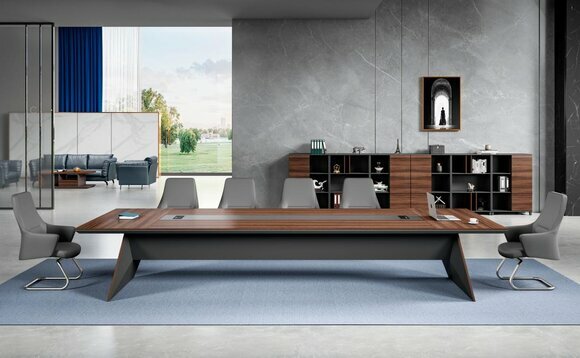 Große Bürotisch Konferenztisch Arbeitstisch Schreibtisch Holz Braun von JV Moebel