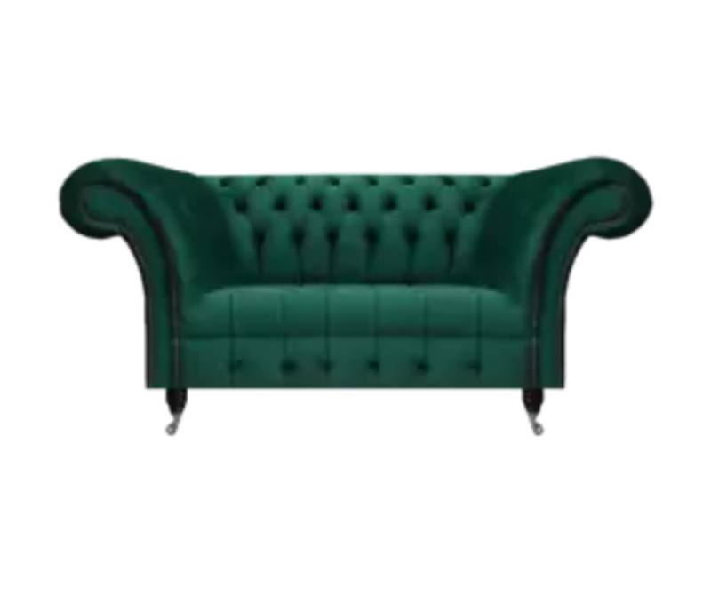 Grüne Chesterfield Polstercouch Designer Zweisitzer Edle Textil Möbel von JV Moebel