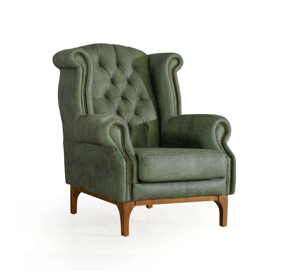 Grüner Chesterfield Luxus Sessel Polstersessel Designer Armlehnensessel von JV Möbel