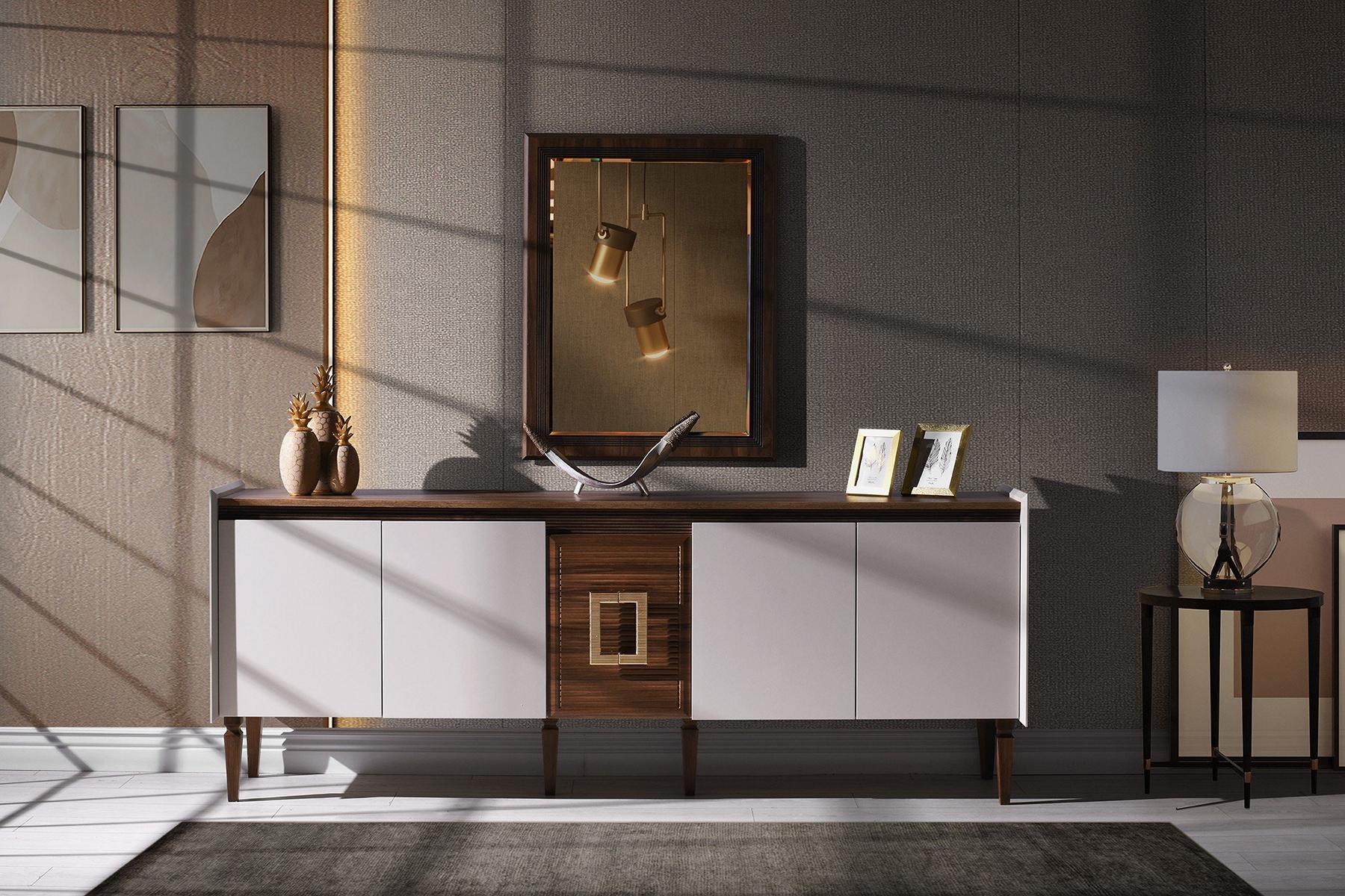Gruppe Anrichte Sideboard Schrank Spiegel Holz Kommode Modern Braun Gruppe Anrichte Sideboard Schrank Spiegel Holz Kommode Modern Braun von JV Möbel