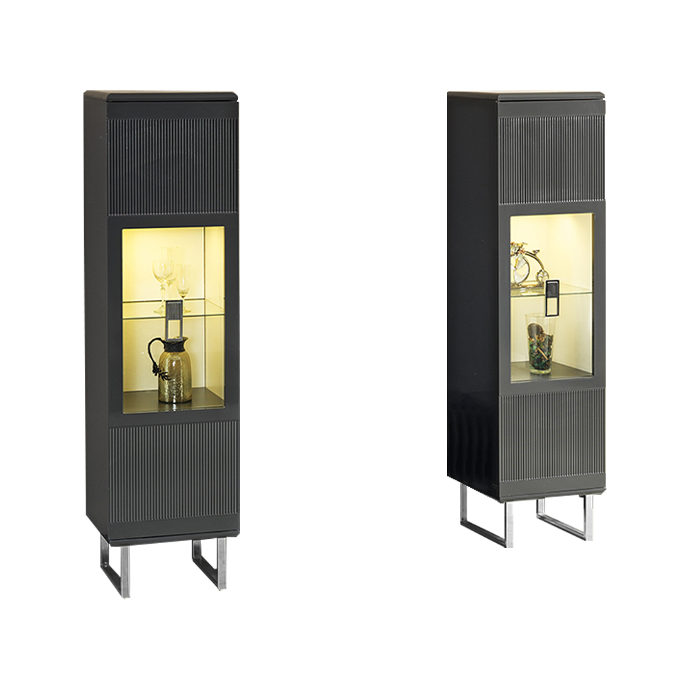 Gruppe Vitrinen Schränke Kommoden Holz Grau Wohnzimmer 2tlg Modern von JV Möbel