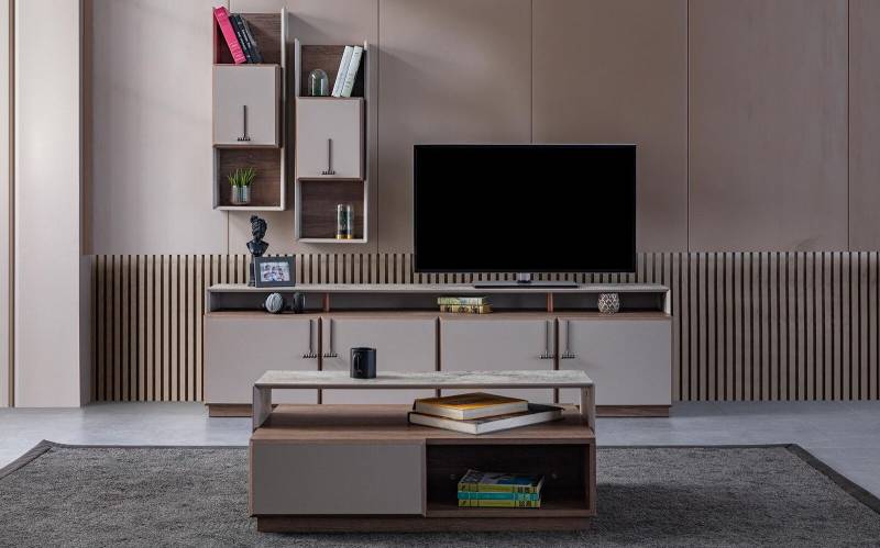 Gruppe Wohnzimmer TV Ständer Wandschränke Lowboard Grau Sofatisch 3tlg Gruppe Wohnzimmer TV Ständer Wandschränke Lowboard Grau Sofatisch 3tlg von JV Möbel