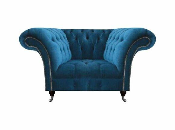 Hellblauer Chesterfield Sessel Designer Wohnzimmer Sitzmöbel Stoffsessel von JV Moebel