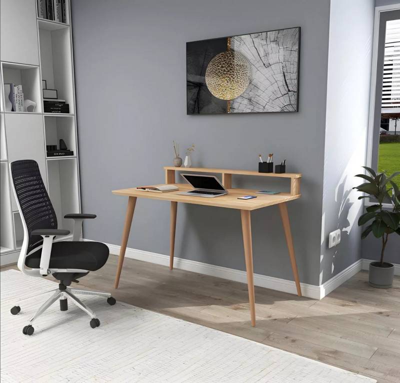 Hellbrauner Arbeitstisch Designer Computertisch Luxuriöse Holz Möbel von JV Moebel