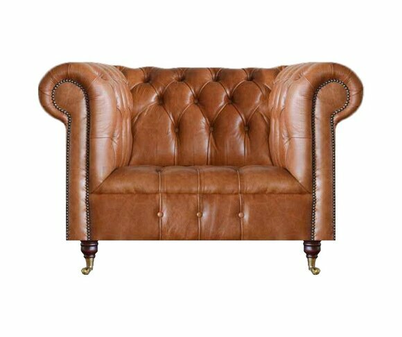Hellbrauner Chesterfield Chefsessel Designer Wohnzimmer Edle Lehnsessel Hellbrauner Chesterfield Chefsessel Designer Wohnzimmer Edle Lehnsessel von JV Moebel