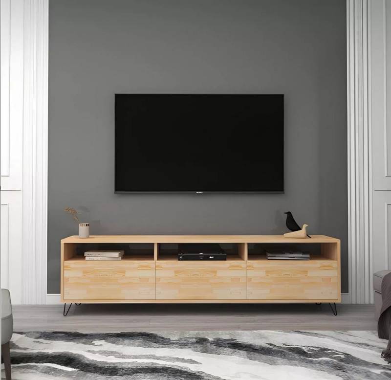 Hellbrauner TV-Ständer Designer Lowboard Holz Wohnzimmer Möbel Edle RTV von JV Moebel