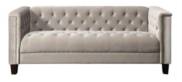 Hellgrau Dreisitzer Textil Chesterfield Wohnzimmer Modern Design Couchen Sofa von JV Möbel