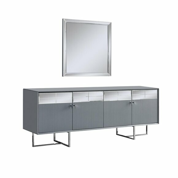Hellgraue Esszimmer Möbel Designer Holz Anrichte Glas Spiegel 2tlg von JV Moebel