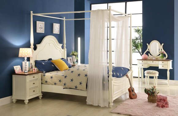 Himmelbett Bett 3tlg. Set Schlafzimmer Betten 3tlg Set Landhaus Möbel Nachttisch von JV Möbel
