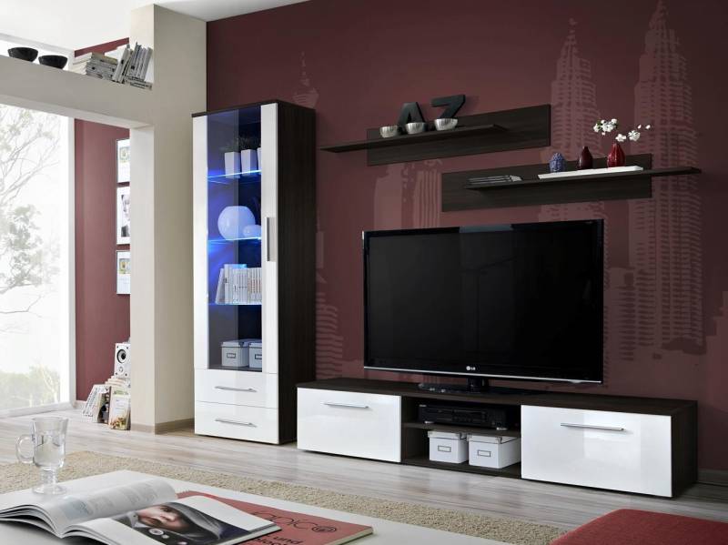 Hochglanz TV-Ständer Wohnzimmer Schwarz Lowboard Modern Einrichtung Holz Möbel von JV Möbel