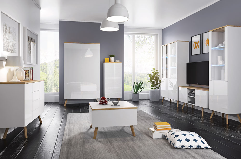 Hochglanz Wohnwand Schrankwand Wohnzimmer Schrank Vitrine Sideboard Hochglanz Wohnwand Schrankwand Wohnzimmer Schrank Vitrine Sideboard von JV Möbel