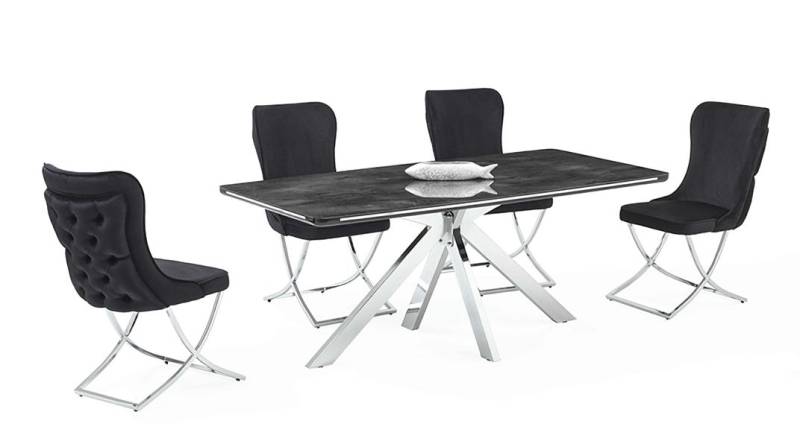 Hochwertig Esszimmer Set Weiß Garnitur Tisch 4x Stühle Design Modern Möbel von JV Möbel