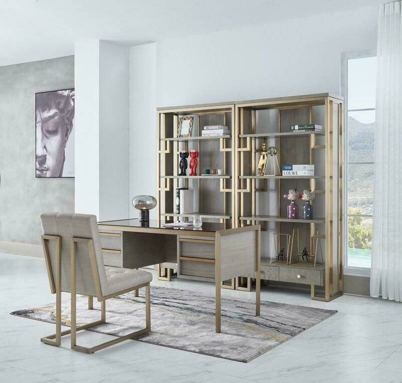 Hochwertige Designer Büro Einrichtung Stil Möbel Tisch Sessel Vitrine 4tlg. von JV Möbel