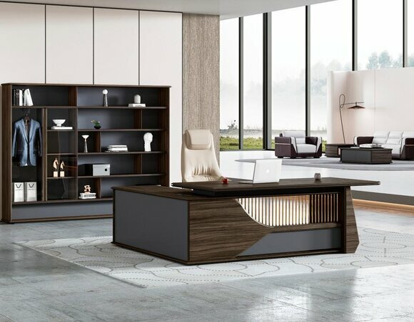Hochwertiger Bürotisch Designer Chef Möbel Schreibtisch Eckschreibtisch von JV Moebel