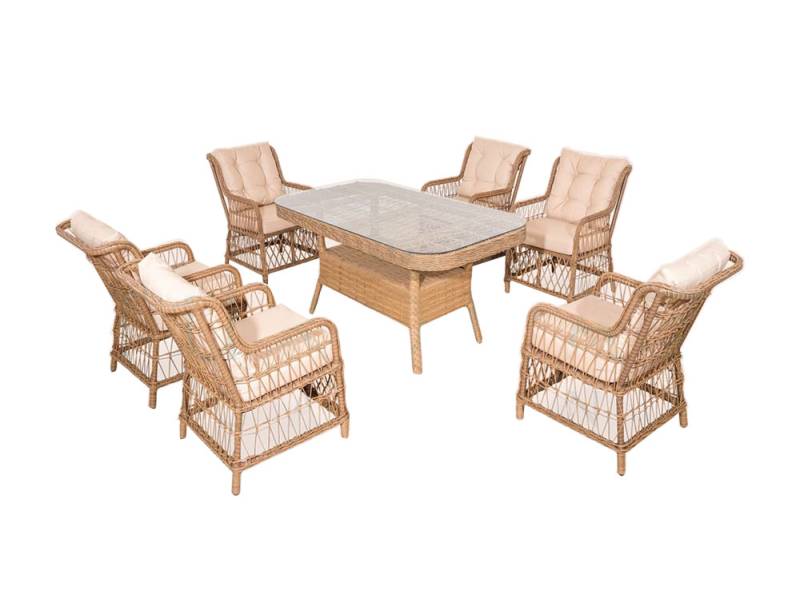 Hochwertiges Rattan Set Garten Möbel Sofagarnitur 7 tlg. Tisch Sessel von JV Möbel