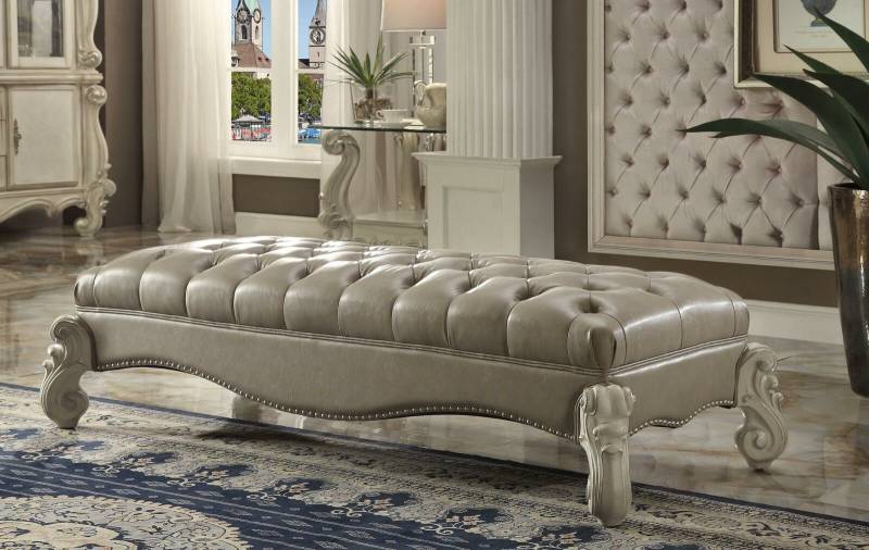 Hocker Beistell Chaiselounge Fußhocker Chesterfield Leder Ottomane Barock von JV Möbel