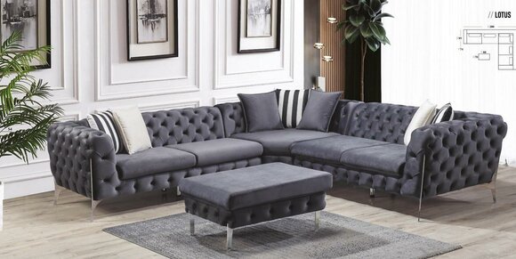 Hocker Blau Wohnzimmer Chesterfield Elegantes Mobel Italienischer Stil von JV Möbel