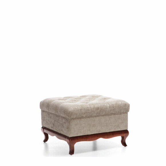 Hocker Designer Chesterfield Fußhocker Textil Beige Polster Bank Stoff von JV Möbel