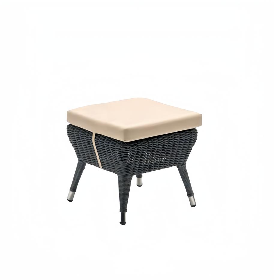 Hocker Grau Modern Hochwertig Rattan Sitzhocker Sitzpouf Designer stilvoll Möbel von JV Möbel