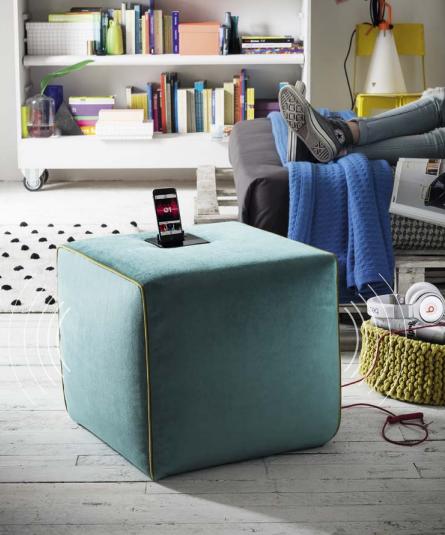 Hocker Ladestation Handy Polsterhocker Sitzhocker Hocker Ottomane Pouf Fußhocker von JV Möbel