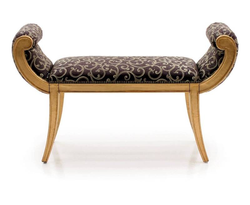 Hocker Polsterhocker Fuß Ablage Möbel Wohnen Sitzbänke Sitz Textil Klassisch von JV Möbel