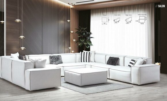 Hocker Weiß Wohnzimmer Elegantes Mobel Luxus Design Italienischer Stil von JV Möbel