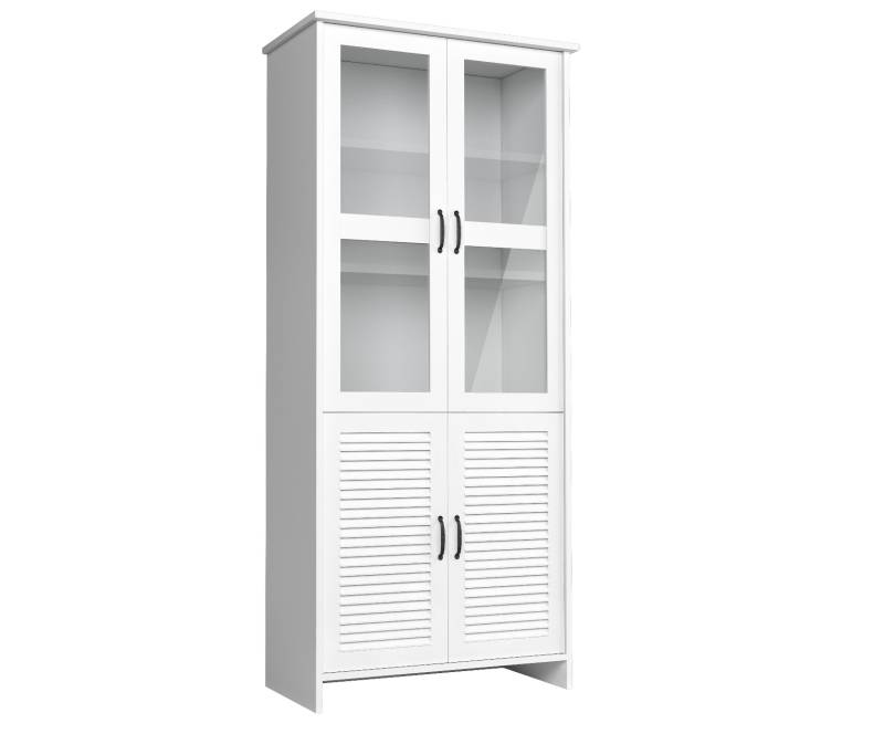 Holz Glas Schrank Vitrinen Schränke Weiß Landhaus Hochschrank Vitrine Schrank von JV Möbel