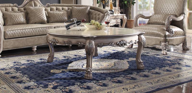 Holz Italienische Möbel klassisch Stil Luxus Beige Couchtisch Wohnzimmer Rund von JV Möbel