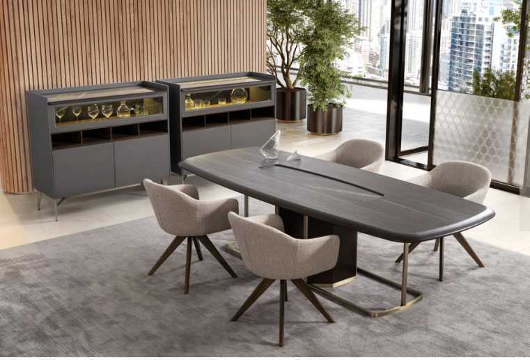 Holz Luxus Eszimmer Set Modernen Tisch mit 4x Stühle mit Anrichte Möbel von JV Möbel