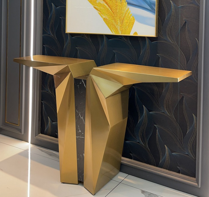 Holz Modern Möbel Konsolentisch Gold Tisch Stil Design Konsole Neu von JV Möbel