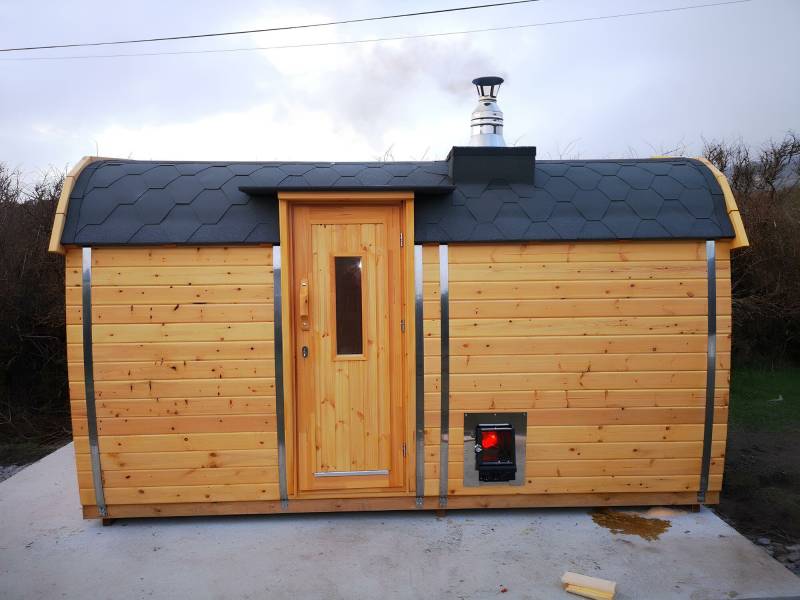 Holzsauna Gartensauna Außensauna Sauna Fasssauna 4-6 Personen 46 mm 450cm von JV Möbel