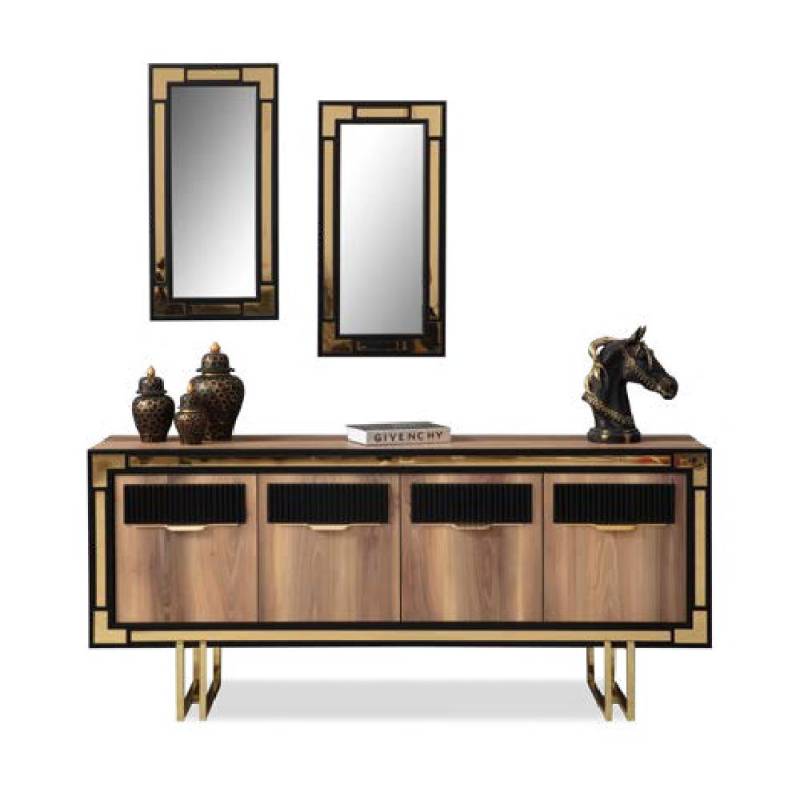 Holzschrank Anrichte Sideboard Braun Schrank Kommode Holz Esszimmer von JV Möbel