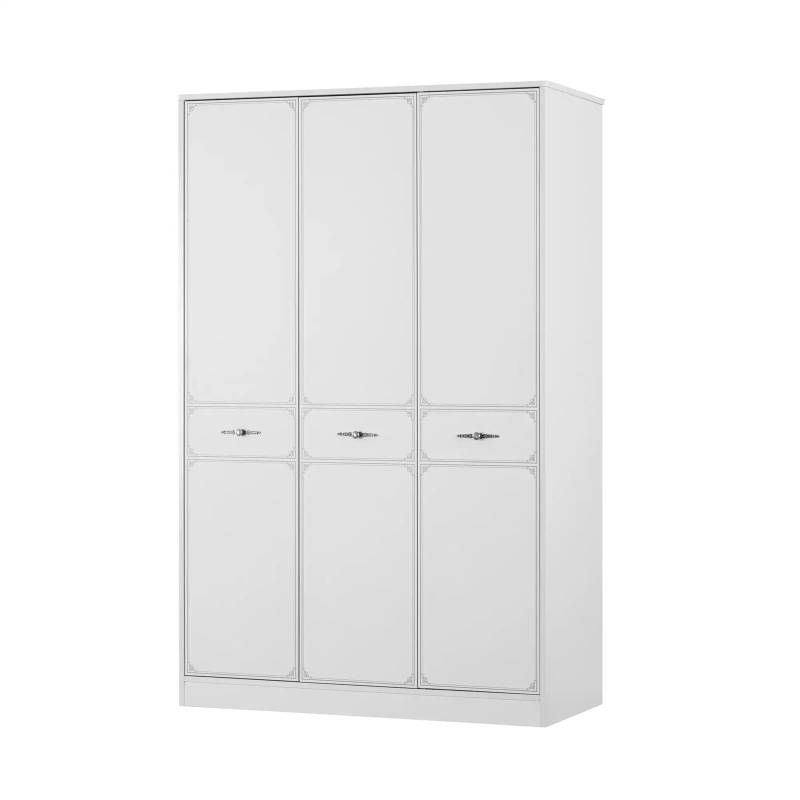 Holzschrank Luxus Kleiderschrank Schrank Möbel Holz Weiß 3 Tür von JV Möbel