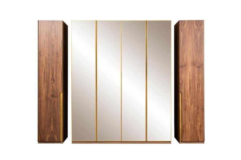 Holzschrank Spiegel Kleiderschrank Garderobenschrank Schrank Braun von JV Möbel