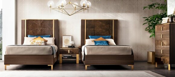 Hotel Einrichtung 2x Betten + Nachttisch Design Moderne Luxus Möbel 3tlg. Set von JV Möbel