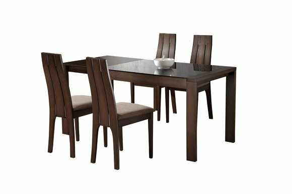 Italienische Möbel Designer Holz Glas Tisch Sitz Polster Ess Zimmer 4x Stuhl Italienische Möbel Designer Holz Glas Tisch Sitz Polster Ess Zimmer 4x Stuhl von JV Möbel