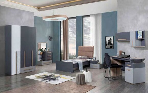 Jugendzimmer Bett Kleiderschrank Kommode Schreibtisch Kleiderschrank 5 tlg Set Jugendzimmer Bett Kleiderschrank Kommode Schreibtisch Kleiderschrank 5 tlg Set von JV Möbel