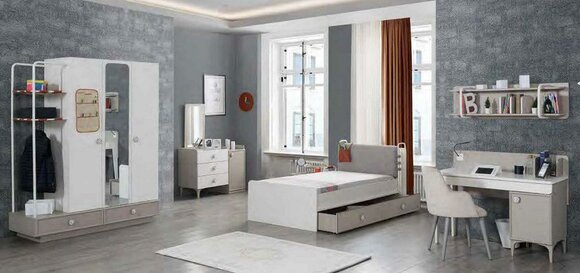 Jugendzimmer Bett Kommode Kleiderschrank Schreibtisch Holz Möbel Design 4tlg Set Jugendzimmer Bett Kommode Kleiderschrank Schreibtisch Holz Möbel Design 4tlg Set von JV Möbel