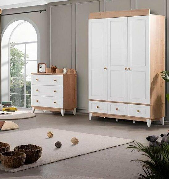 Jugendzimmer Kinderzimmer Set Kommode Weiß Kleiderschrank Schlafzimmer Neu von JV Moebel