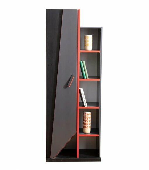 Jugendzimmer Schwarz-Roter Bücherschrank Designer Kinderzimmer Holz Regal von JV Moebel